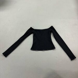 Zara Black Long Sleeve Off-Shoulder Top